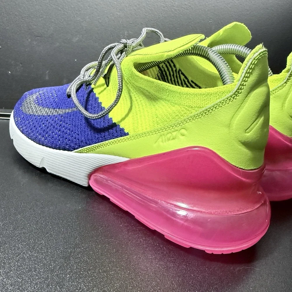 Nike Air Max 270 Flyknit Shoes Purple Volt Pink Mens Size 10 Shoe AO1023-501‎ - Picture 7 of 16